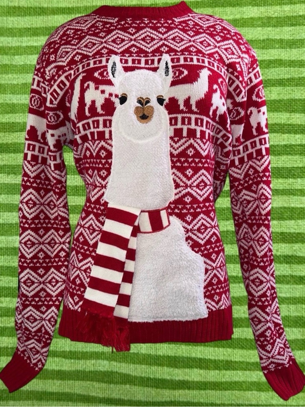 Red Alpaca Holiday Christmas Knit Sweater